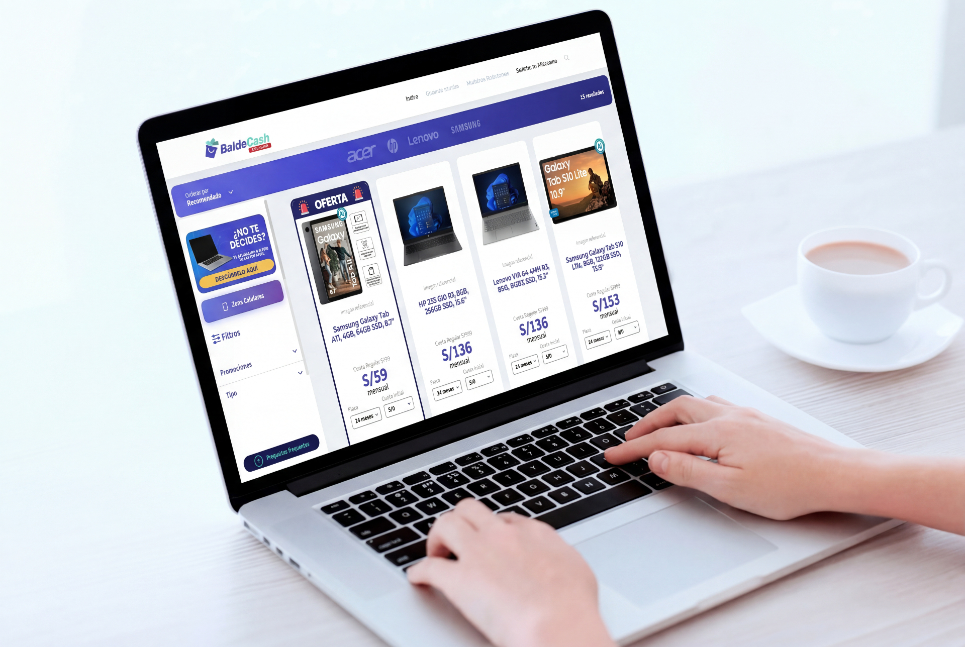Laptop con plataforma BaldeCash